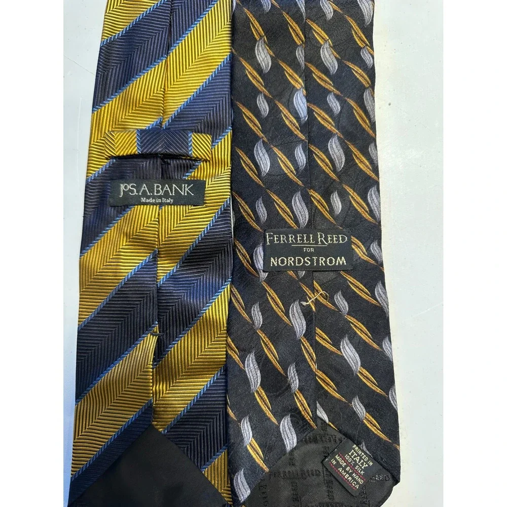Jos A Bank Ferrell Reed Nordstrom Silk Tie Bundle Mens Gold Navy Black Patterned